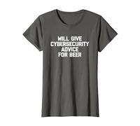 Will Give Cybersecurity Advice for Beer - Funny Computer T-Shirt, Women, Asphalt Grey, X-Small