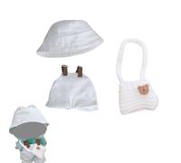 Will LIke 17 cm Mini-Plüschpuppenkostüm, Body mit Verstellbaren Trägern, Hut, Brille, Blumentasche (Puppe Nicht enthalten) (((White))
