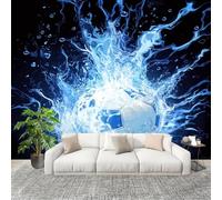 Will O Wisp Football Pattern Mural Wallpaper for Living Room TV Backdrop Office Hotel Wall Decoration Poster Blue Wall Panoramic Mural Non-Woven Photo Wallpaper 400x280cm