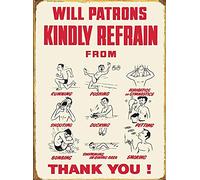 WILL PATRONS REFRAIN FROM SWIMMING POOL HOT TUB METAL SIGN TIN WALL PLAQUE (A5 (200x150mm) Approx)
