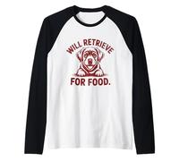 Will Retrieve for Food Funny Labrador Puppy Owner Gift Red Raglan Baseball Tee