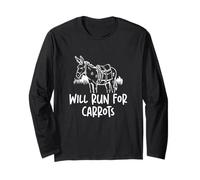 Will Run For Carrots Funny Pack Burro Racing A Donkey Racer Long Sleeve T-Shirt