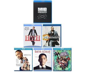 Will Smith 8-Movie Blu-ray Collection: Men in Black / Men in Black 2 / Men in Black 3 / Hitch / I, Robot / Collateral Beauty / Seven Pounds / Suicide Squad (Extended Edition) [Spanish Artwork]