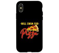 Will Swim For Pizza - Funny Swim Quotes Swimmer Case for iPhone X/XS