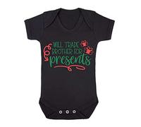 Will Trade Brother for Presents Baby Grow Vest, 3-6 Months, Black