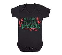 Will Trade Sister for Presents Baby Grow Vest, 3-6 Months, Black