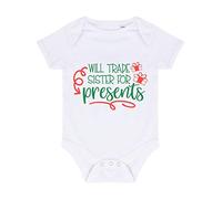 Will Trade Sister for Presents Baby Grow Vest, 6-12 Months, White