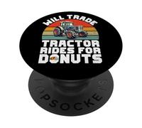 Will trade Tractor Rides for Donuts Lover Tractor PopSockets Adhesive PopGrip