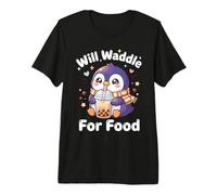 Will Waddle for Food Penguin Kawaii Cute Funny Premium T-Shirt