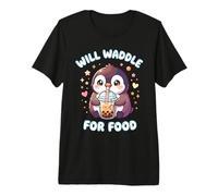 Will Waddle for Food Penguin Kawaii Cute Funny Premium T-Shirt