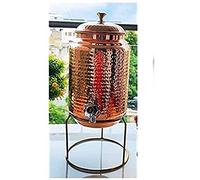 Will & Weaves Pure Hammered Copper Water Dispenser with Tap - Matka Water Jug with Stand - 5 Litre
