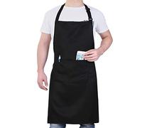 Will Well Chef Apron for Men and Women - 33" x 27" Large with 38" Waist Ties for a Comfy and Snug Fit, Durable and Lightweight, with 2 Spacious Pockets for Your Cooking Essentials - 1-Pack, Black