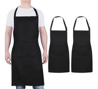 Will Well Chef Apron for Men and Women - 33" x 27" Large with 38" Waist Ties for a Comfy and Snug Fit, Durable and Lightweight, with 2 Spacious Pockets for Your Cooking Essentials - 2-Pack, Black