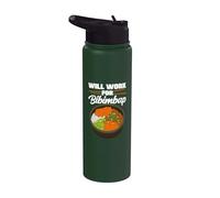 Will Work for Bibimbap Korean Rice Dish Rice Bowl Stainless Steel Insulated Water Bottle