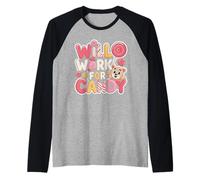 Will Work for Candy Children's Candy Lollipops Bear Funny Raglan Baseball Tee