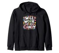 Will Work for Candy Children's Candy Lollipops Bear Funny Zip Hoodie
