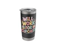 Will Work for Cupcakes Pastel Cupcake Novelty Stainless Steel Insulated Tumbler