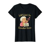 Will Work for Grandkid Kisses Grandma Novelty Idea T-Shirt