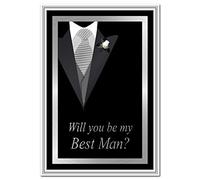 Will you be my Best-Man Card - Ideal for Mate - Perfect for asking Brother Cousin Special Friend - Unusual Unique Keepsake Cards - Tuxedo Suit - Elegant Silver theme