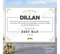 Will you be my Best Man Moustache Usher Groomsman Personalised Card