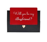 Will you be my Boyfriend? LOVE Messages Card: A Heartfelt Proposal for her/him, Hard Aluminum message card with elegant envelope - simple but powerful (Red with Black Envelope)