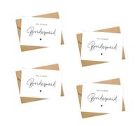 Will You Be My Bridesmaid Card - 4Pack Bridesmaid Proposal, 8 * 6Inch, With Kraft Paper Envelope