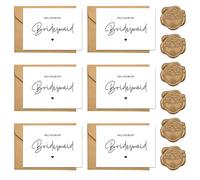 Will You Be My Bridesmaid Card Set, 6 Bridesmaid Proposal Cards with Envelopes and Seals, Perfect for Maid of Honor Proposal Gifts