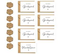 Will You Be My Bridesmaid Card Set, 6PCS Bridesmaid Proposal Cards and 1PC Bridesmaid Host Invitation Card with Envelopes and Bronze Seals, Wedding Invitation for Bridesmaid Selection