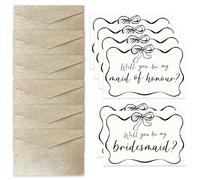 Will You Be My Bridesmaid Cards, Set of 6 Bridesmaid Invitation Cards with Envelopes, 12x18cm Folded, Maid of Honour Card Included, Bridesmaid Proposal, Flower Girl Card for Bride Wedding