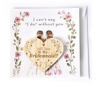 Will You Be My Bridesmaid Gift - Bridesmaid Proposal Card with Envelope and Wooden Heart Plaque Decoration Keepsake | Ideal for Maid of Honour Proposal
