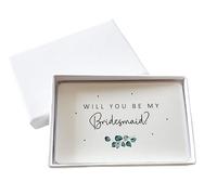 Will You Be My Bridesmaid? Wedding Proposal Eucalyptus Sentimental Metal Wallet Card (With White Gift Box)