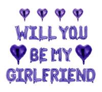 WILL YOU BE MY GIRLFRIEND Balloons Proposal Confession Love Heart Balloon for Wedding Anniversary Engagement Bridal Shower Decor Purple