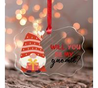 Will You Be My Gnomie Valentine's Day Hanging Ornaments Valentines Day Gifts for Women Ornament Keepsake Decor Wall Art for Kitchen Livingroom Office Decorative Clear Round Ornament Pendant for Home