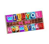 Will you Be My Godmother Novelty Chocolate Bar Wrapper Gift Baptism Christening (#1236) (with chocolate bar)