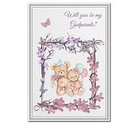 Will you be my Godparents card - Special Keepsake Invitation - Unique Exclusive Teddy style - Unusual Beautiful design - Teddy Bears - Premium Quality - Send with love - Buy with confidence