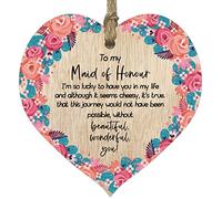 Will You Be My Maid of Honour Proposal Hanging Wooden Heart Signs Plaques - Light Wood Hearts Sign Bridesmaid Gift for Wedding Keepsake Gifts, Thank You Plaque Bridesmaids, Wedding Keepsakes
