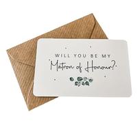 Will You Be My Matron Of Honour? Wedding Proposal Eucalyptus Sentimental Metal Wallet Card (With Kraft Envelope)
