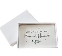 Will You Be My Matron Of Honour? Wedding Proposal Eucalyptus Sentimental Metal Wallet Card (With White Gift Box)