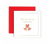 Will you be my Valentine - Cute Gold Heart Design - Valentine’s Anniversary Love - Valentine’s Anniversary Love - Card for Him Her - Blank Inside, 14.8 x 14.8 cm (Will you be Mine)