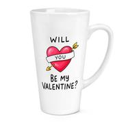 Will You Be My Valentine Tattoo Heart Arrow 17oz Large Latte Mug Cup