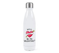 Will You Be My Valentine Tattoo Heart Arrow Double Wall Water Bottle
