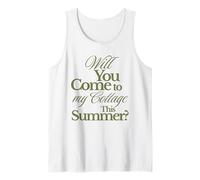 Will You Come to My Cottage This Summer? Distressed Green Tank Top
