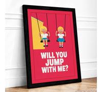 Will You Jump With Me Typography Framed Wall Art Print A3 (42×29.7cm) Black, Wall Decor for Living Room, Bedroom, Office & Home, Ready to Hang, Art Gift