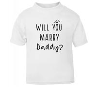 Will You Marry Daddy (Ring Word Art Style) [BBY7] Valentines Marriage Proposal Short Sleeve Cotton Toddler t Shirt, 1-2 Years, White