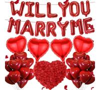 Will You Marry Me Balloon - 542 Pcs Balloons Proposal Decoration Heart Latex Foil Balloon Artificial Rose Petals For Romantic Proposal Engagement Valentine'S Day Anniversary Surprise Parties
