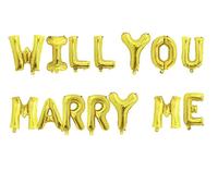 Will You Marry Me Balloons 16”, Gold, Engagement, Wedding, Valentines Day Decorations, Backdrop Photo Props.