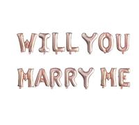 Will You Marry Me Balloons 16”, Gold, Rose Gold, Silver, Engagement, Wedding, Valentines Day Decorations. (Rose Gold)