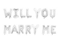 Will You Marry Me Balloons 16”, Silver, Engagement, Wedding, Valentines Day Decorations, Backdrop Photo Props.