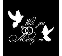 Will You Marry me Fine Carving Stickers 38x51cm Window Decals White