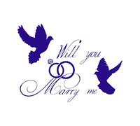 Will You Marry me Fine Carving Stickers 60.8x81.6cm Car Body Decoration DarkBlue